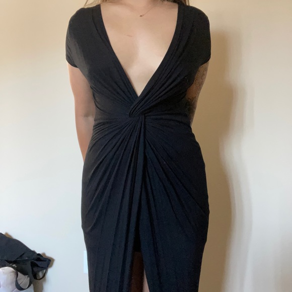 Hottie Black Low Plunge Dress - Picture 1 of 4